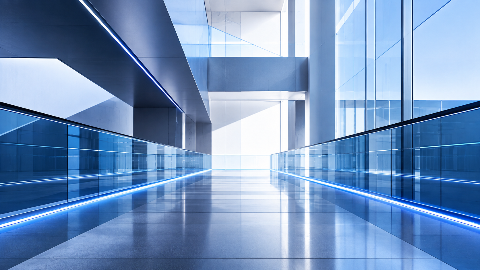 Futuristic glass corridor